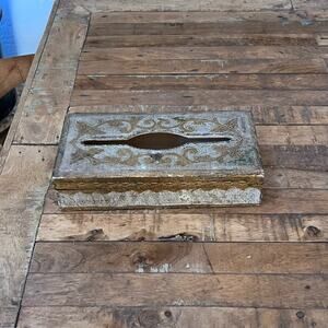 CB Vintage Italian Florentine Gilded Wood Tissue Box Dispenser 11" Ornate Italy